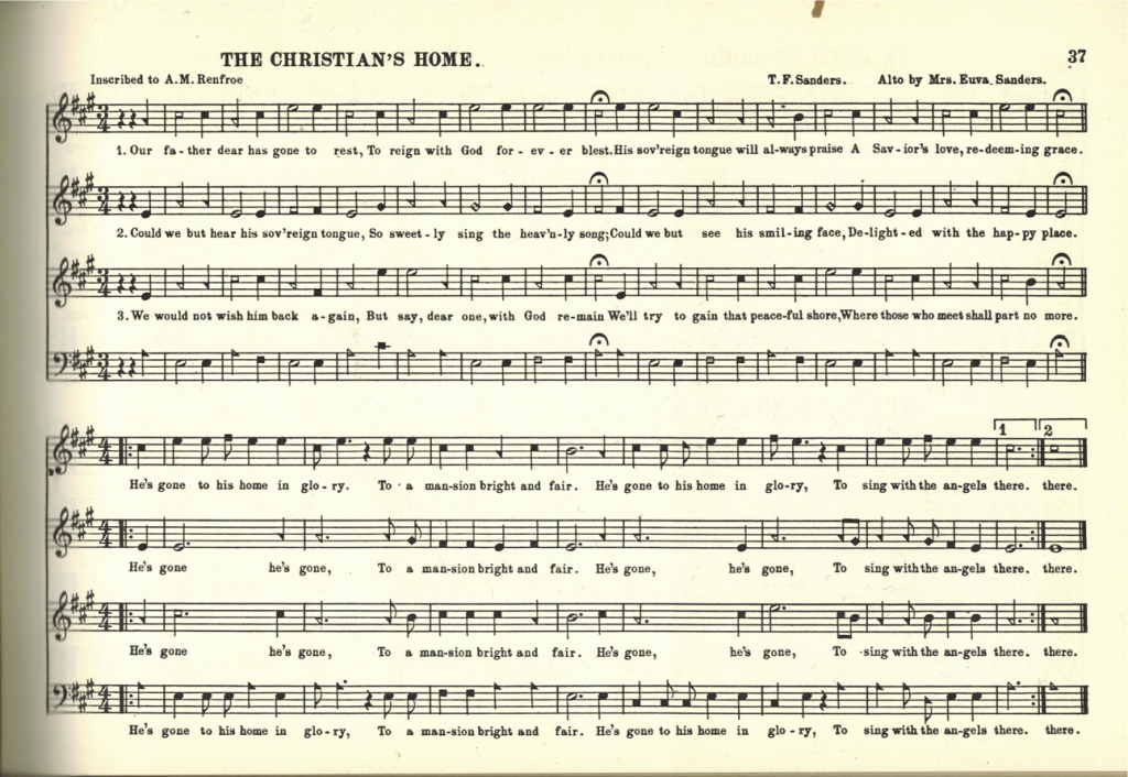 "The Christian's Home," page 37 of The B. F. White Sacred Harp, 1960.