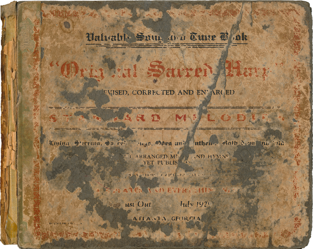 Front cover of J. S. James et al., eds., Original Sacred Harp (Atlanta, GA, 1929), [fourth printing].