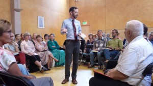 Jesse P. Karlsberg introduces Sacred Harp's history at the Festival Oudiemuziek Utrecht, in the Netherlands, August 30, 2015.